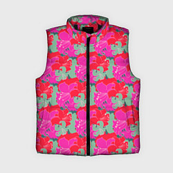 Женский жилет Красные синие желтые цветы лилии, цвет: 3D-черный