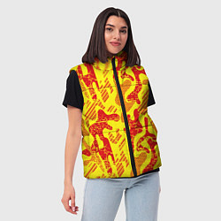 Женский жилет Абстракция красный рисунок на желтом фоне, цвет: 3D-красный — фото 2