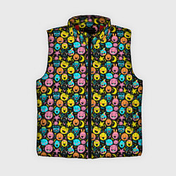 Женский жилет Разноцветные забавные монстрики-эмодзи паттерн, цвет: 3D-красный