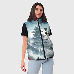 Женский жилет Японская пагода в тумане - нейросеть, цвет: 3D-черный — фото 2