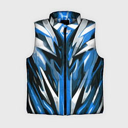 Женский жилет Хаотичная сине-белая абстракция на чёрном фоне, цвет: 3D-светло-серый
