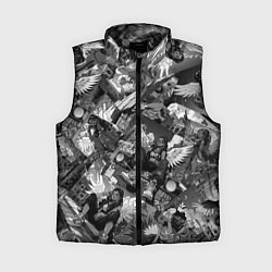 Женский жилет Городской ангел с крыльями в стиле аниме, цвет: 3D-черный