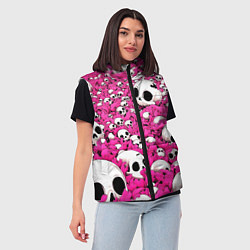Женский жилет Черепа в бордовой траве, цвет: 3D-красный — фото 2