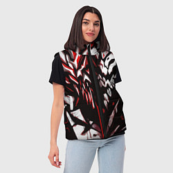 Женский жилет White and red abstraction on a black background, цвет: 3D-черный — фото 2