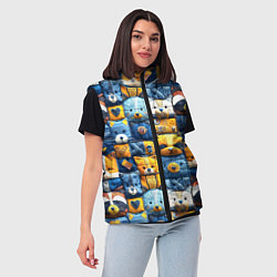 Женский жилет Пэчворк с мордашками енотов, цвет: 3D-светло-серый — фото 2