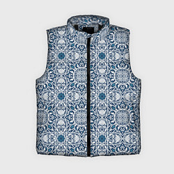 Женский жилет Геометрический узор бело-синий, цвет: 3D-черный
