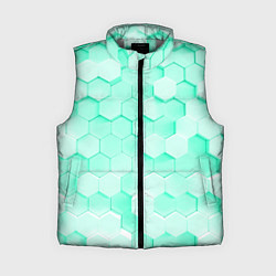 Женский жилет Ярко бирюзовые соты, цвет: 3D-светло-серый