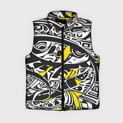 Женский жилет Черно-желтый орнамент, цвет: 3D-светло-серый