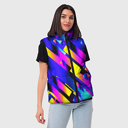 Женский жилет Неоновая геометрия плитка, цвет: 3D-красный — фото 2