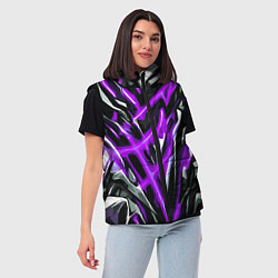 Женский жилет Фиолетовая энергетическая абстракция, цвет: 3D-светло-серый — фото 2