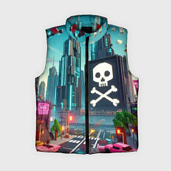 Женский жилет Minecraft district with skull - ai art fantasy, цвет: 3D-красный