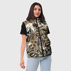 Женский жилет Дракон и самураи в японском стиле, цвет: 3D-светло-серый — фото 2