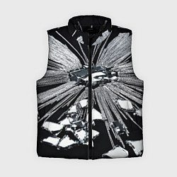 Женский жилет Серебряная абстрактная фигура на черном фоне, цвет: 3D-черный