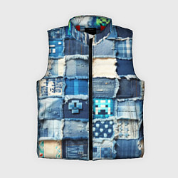 Женский жилет Minecraft на пэчворк дениме, цвет: 3D-красный