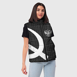 Женский жилет Герб РФ паттерн стиль ссср, цвет: 3D-черный — фото 2