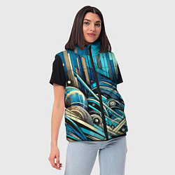 Женский жилет Абстрактный урбанистический пейзаж - нейроарт, цвет: 3D-черный — фото 2