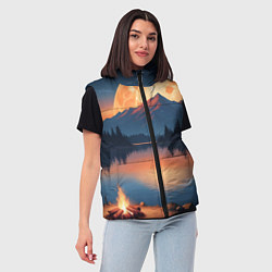 Женский жилет Костер на берегу озера, цвет: 3D-красный — фото 2