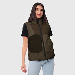 Женский жилет Тёмно-коричневый крупная мозаика, цвет: 3D-черный — фото 2