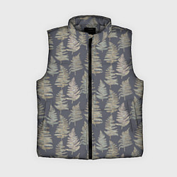 Женский жилет Паттерн из листьев папоротника, цвет: 3D-светло-серый