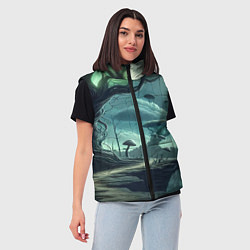 Женский жилет Сказочный грибной лес на похожей планете - фантази, цвет: 3D-черный — фото 2