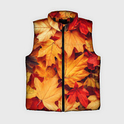 Женский жилет Осенние кленовые листья, цвет: 3D-черный