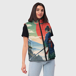 Женский жилет Самурай на ярком красивом фоне, цвет: 3D-красный — фото 2