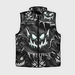 Женский жилет Облик монстра на пэчворк джинсах, цвет: 3D-черный