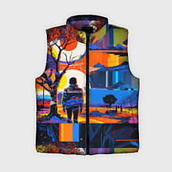 Женский жилет Ночная прогулка абстракция, цвет: 3D-красный