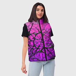 Женский жилет Чёрные волокна и фиолетовый градиент абстракция, цвет: 3D-красный — фото 2
