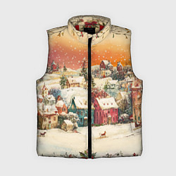 Женский жилет Новогодний город из разноцветных домов