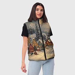 Женский жилет Новогодние зимние домики, цвет: 3D-светло-серый — фото 2