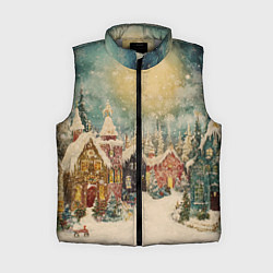 Женский жилет Милый новогодний городок, цвет: 3D-светло-серый
