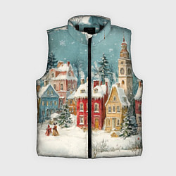 Женский жилет Праздничный новогодний город