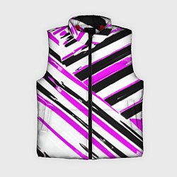 Женский жилет Розово-чёрные полосы на белом фоне, цвет: 3D-красный