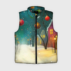 Женский жилет Новогодние шары и тропинка