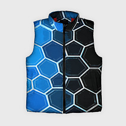 Женский жилет Белые шестиугольники на чёрно-синем фоне, цвет: 3D-красный