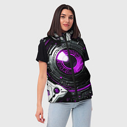 Женский жилет Фиолетовая сфера киберпанк, цвет: 3D-светло-серый — фото 2