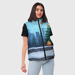 Женский жилет Елки и елочные игрушки, цвет: 3D-светло-серый — фото 2