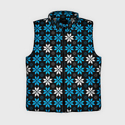 Женский жилет Бело-голубые звёзды на чёрном фоне, цвет: 3D-светло-серый