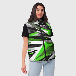 Женский жилет Чёрно-зелёная-белая абстракция, цвет: 3D-светло-серый — фото 2