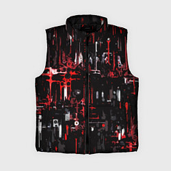 Женский жилет Бело-красная тревожная абстракция на чёрном фоне, цвет: 3D-черный