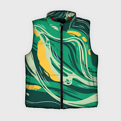 Женский жилет Абстрактные полосы в зелёных тонах, цвет: 3D-красный