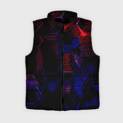 Женский жилет Красно-синие точки и линии на чёрном фоне