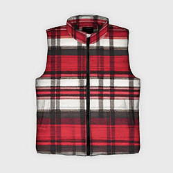 Женский жилет Красно-белая ткань в клетку, цвет: 3D-черный