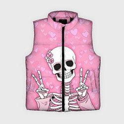 Женский жилет Скелет-милашка, цвет: 3D-черный
