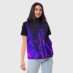 Женский жилет Неоновый огонь и соты, цвет: 3D-светло-серый — фото 2