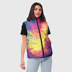 Женский жилет Розовые облака на синем небе, цвет: 3D-красный — фото 2