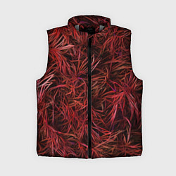 Женский жилет Красная трава на чёрном фоне, цвет: 3D-светло-серый