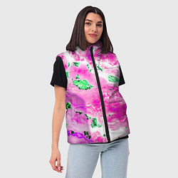 Женский жилет Розово-зелёная абстракция, цвет: 3D-черный — фото 2