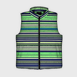 Женский жилет Сине-зелёный текстурные полосы, цвет: 3D-черный